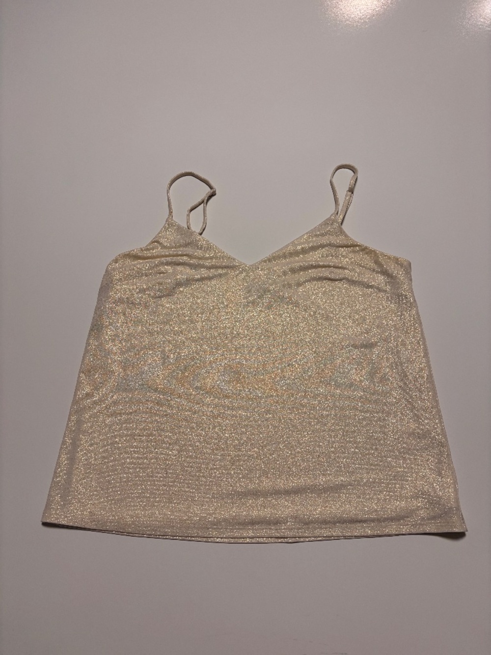 Womens Small Express Metallic Gold and Cream Spaghetti Strap Downtown Cami